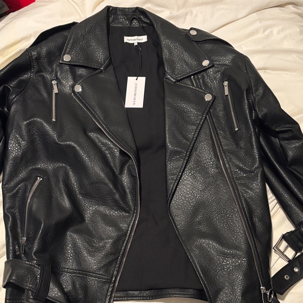 We Wore What Black Leather Moto Jacket